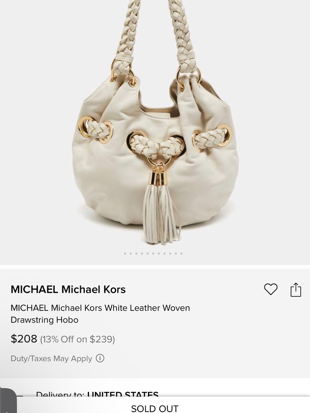 Michael Kors Braided Grommet Shoulder Bag with Tassel & Heart Charm Like New - Picture 2 of 8